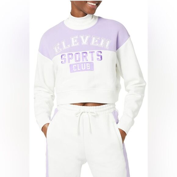 NWT EleVen Venus Williams Purple White 2 Pc Crop Top Joggers Set - Size S - Picture 2 of 13